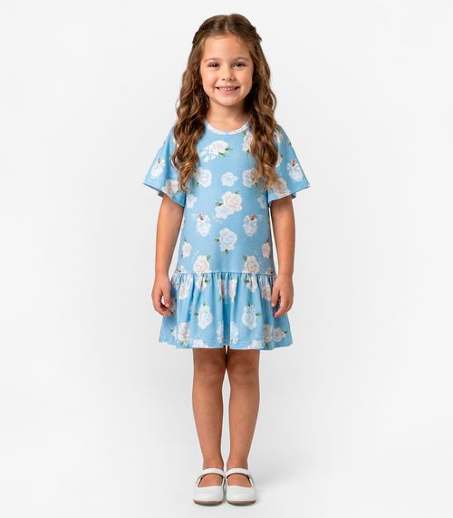 Vestido Infantil em Cotton Leve Trick Nick Azul
