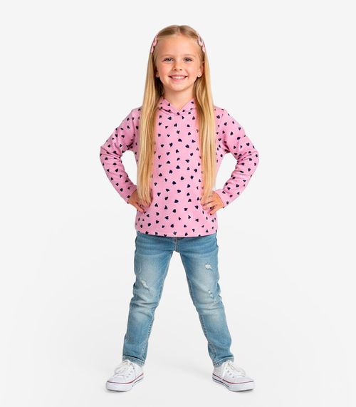 Blusão Infantil Menina Com Capuz Select Rosa