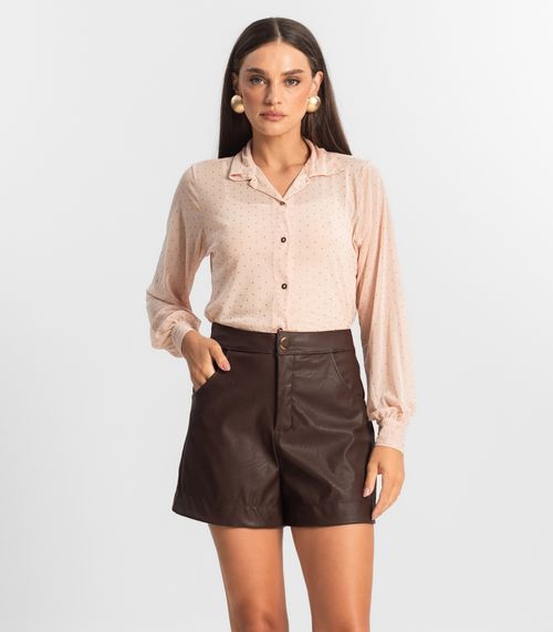 Shorts Feminino Courino Sintético Endless Marrom