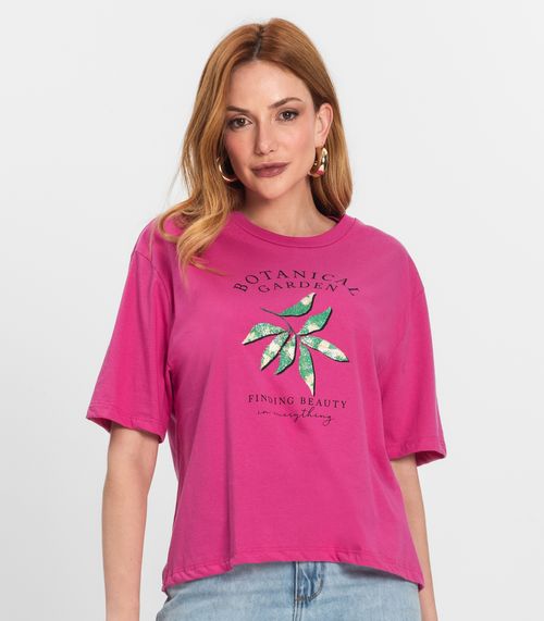 Camiseta Feminino Manga Curta Meia Malha Endless Rosa