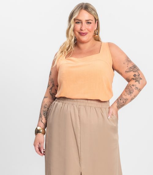 Regata Feminina Plus Size Secret Glam Laranja