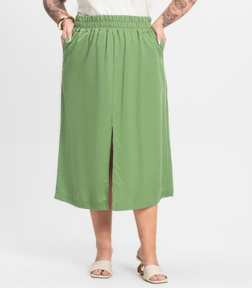 Saia Midi Plus Size Secret Glam Verde