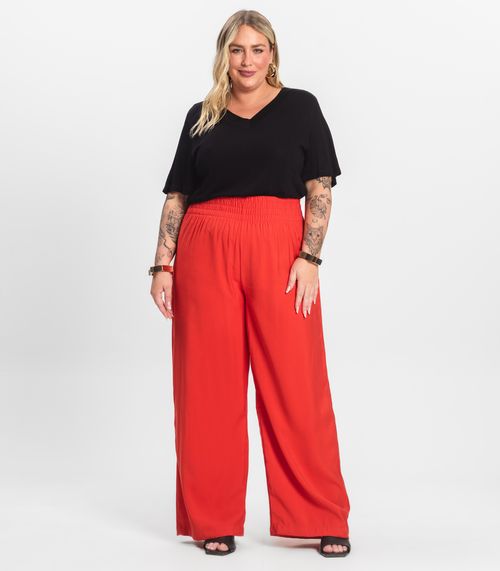 Calça Pantalona Plus Size Secret Glam Laranja