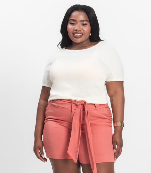 Blusa Visco Tricot Plus Size Secret Glam Bege