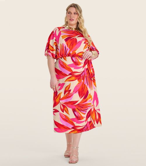Saia Midi Plus Size em Viscose Secret Glam Laranja
