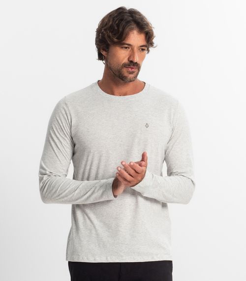 Camiseta Manga Longa Meia Malha Diametro Cinza