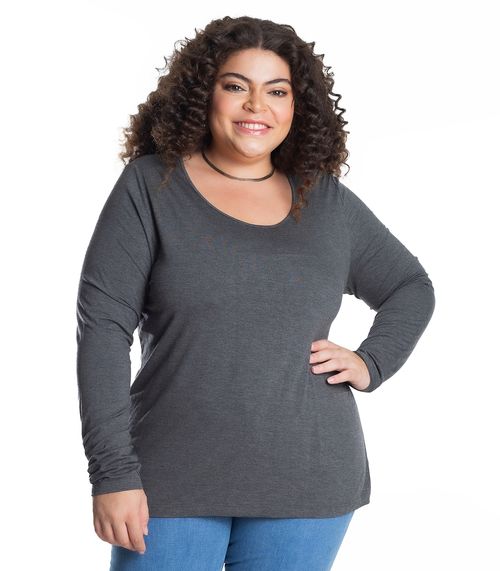 Blusa Manga Longa Viscotorcion Secret Glam Cinza