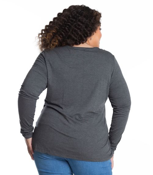 Blusa Manga Longa Viscotorcion Secret Glam Cinza
