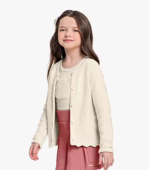 Cardigan Infantil Tricot Trick Nick Bege