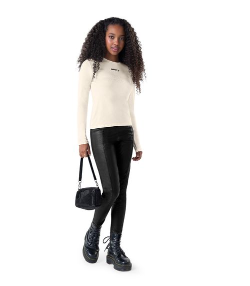 Legging Juvenil Em Material Sintético Minty Preto