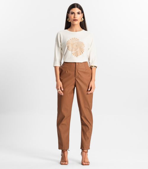 Calça Feminina Reta Courino Endless Marrom