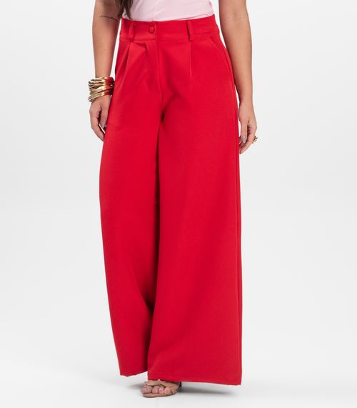Calça Pantalona Feminina Em Alfaiataria Select Vermelho