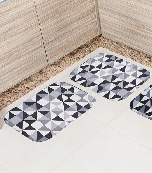 Tapete Cozinha Base Antiderrapante Tapetes Junior Cinza