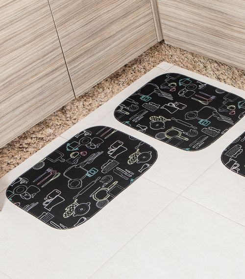 Tapete Cozinha Base Antiderrapante Tapetes Junior Preto