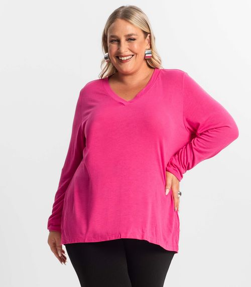 Blusa Manga Longa Visco Tricot Secret Glam Rosa