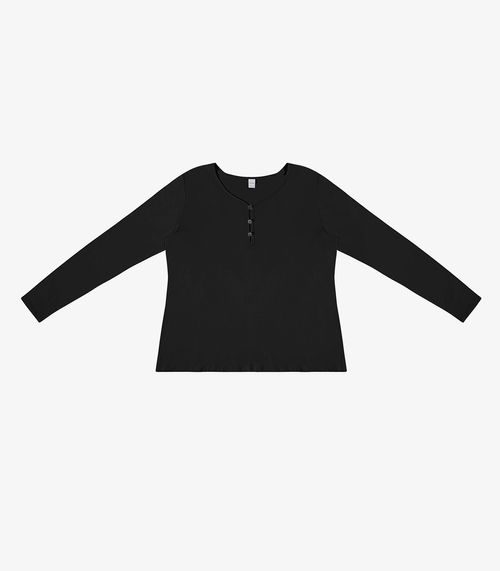 Blusa Feminina Com Botões Manga Longa Rovitex Preto