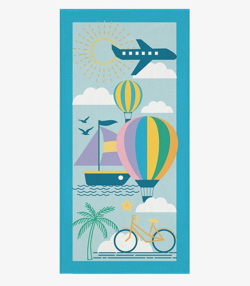 Toalha De Praia Aveludada Estampada Lepper Azul
