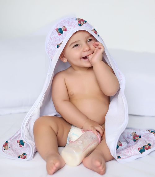 Toalha Com Capuz Bebê Vivaldi Rosa