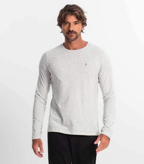 Camiseta Manga Longa Meia Malha Diametro Cinza