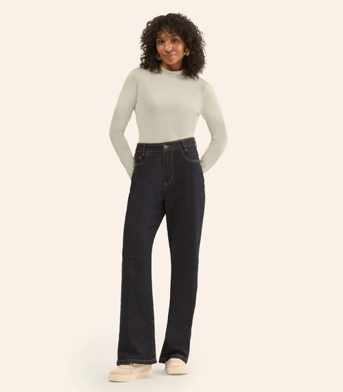 Blusa Feminina Manga Longa Gola Alta Rovitex Bege