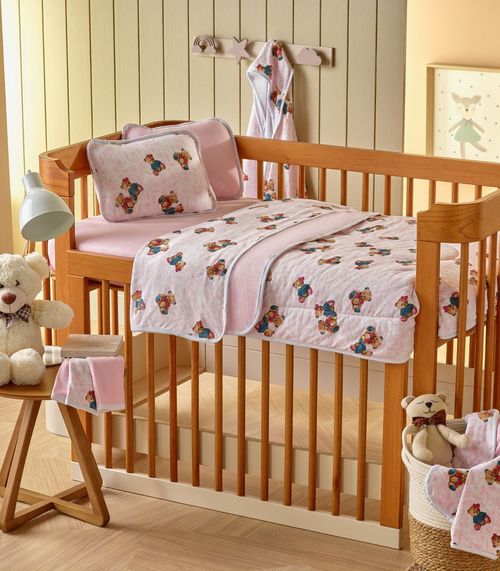 Jogo Cama Baby Estampado Vivaldi Rosa