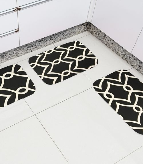 Tapete Cozinha Base Antiderrapante Tapetes Junior Preto