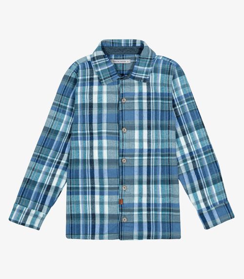 Camisa Infantil Manga Longa Xadrez Trick Nick Azul