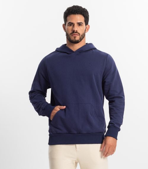 Moletom Masculino Básico com Capuz Diametro Azul