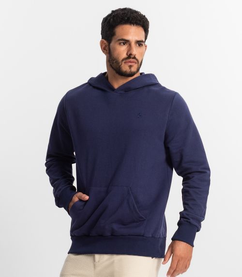 Moletom Masculino Básico com Capuz Diametro Azul