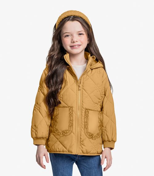 Jaqueta Puffer com Capuz Trick Nick Amarelo