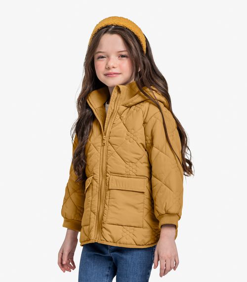 Jaqueta Puffer com Capuz Trick Nick Amarelo