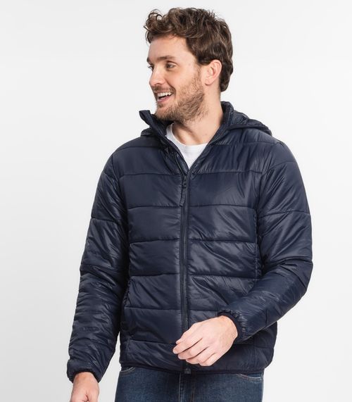 Jaqueta Microfibra Com Capuz Masculina Diametro Azul