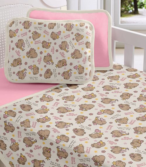 Jogo Cama Baby Estampado Vivaldi Rosa