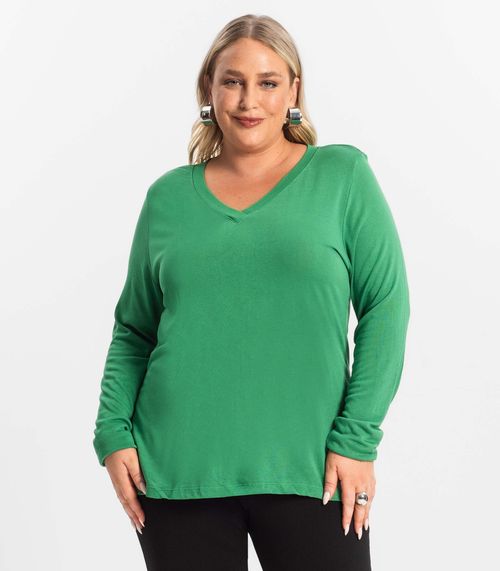 Blusa Manga Longa Visco Tricot Secret Glam Verde