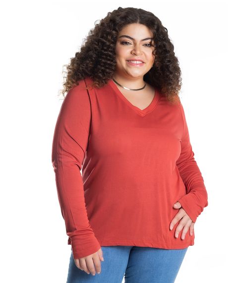 Blusa Manga Longa Visco Tricot Secret Glam Marrom