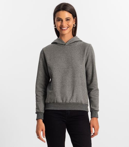 Moletom com Capuz Feminino Rovitex Cinza