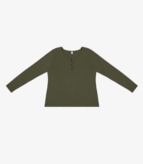 Blusa Feminina Com Botões Manga Longa Rovitex Verde
