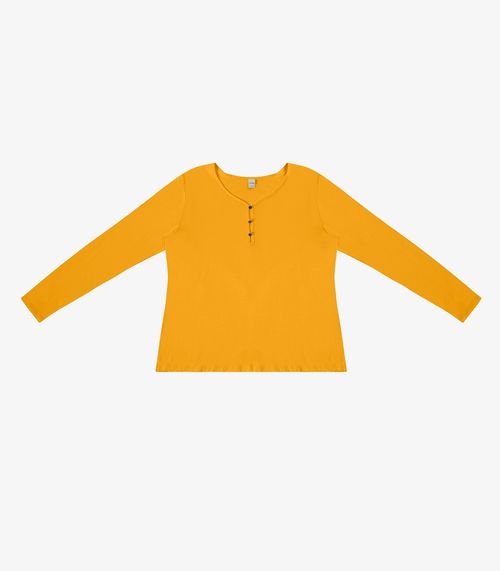 Blusa Feminina Com Botões Manga Longa Rovitex Amarelo
