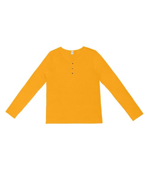 Blusa Feminina Com Botões Manga Longa Rovitex Amarelo