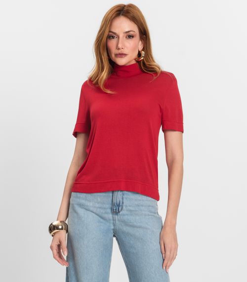 Blusa Feminina Gola Alta ViscoTrico Básica Endless Vermelho