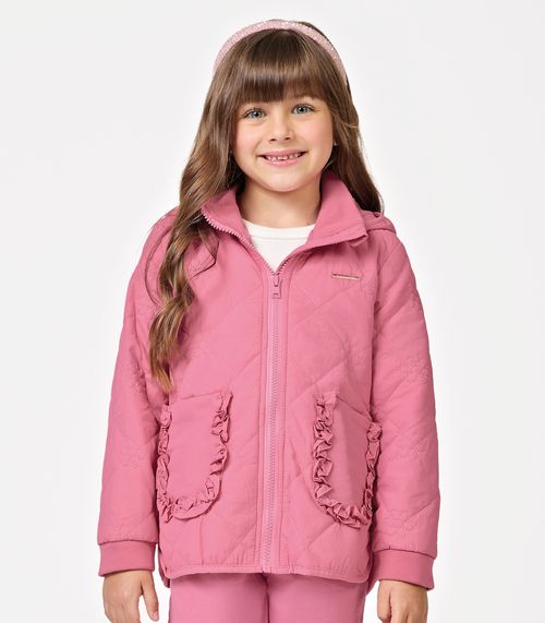 Jaqueta Puffer com Capuz Trick Nick Rosa