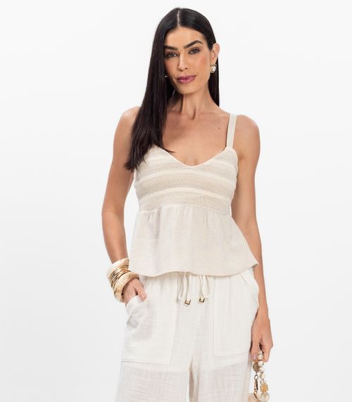 Blusa Feminina De Alça Regulável Decote V Toda Nua Bege