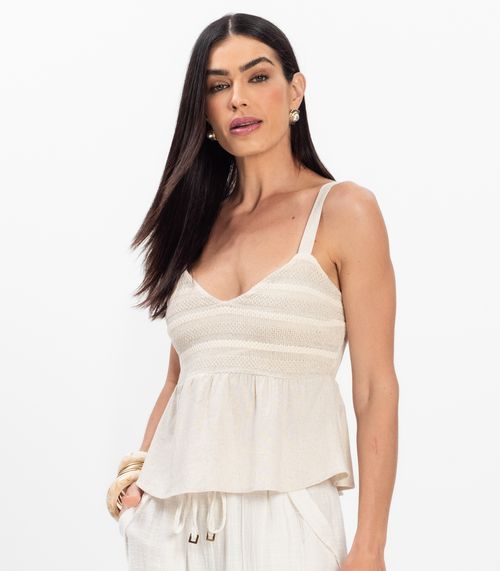 Blusa Feminina De Alça Regulável Decote V Toda Nua Bege