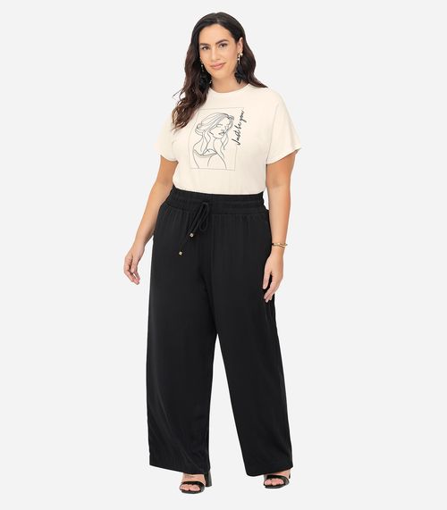 Calça Pantalona Plus Size Secret Glam Preto