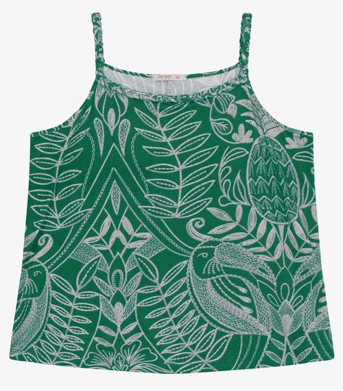 Blusa de Alça Plus Size Feminina Secret Glam Verde