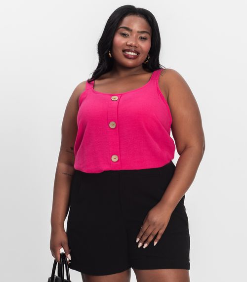 Regata Feminina Plus Size Secret Glam Rosa