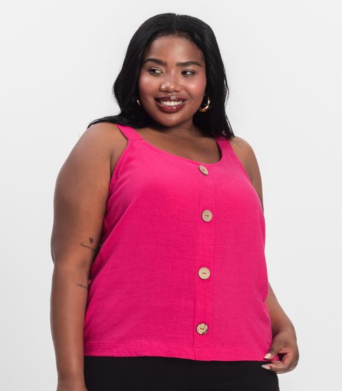 Regata Feminina Plus Size Secret Glam Rosa