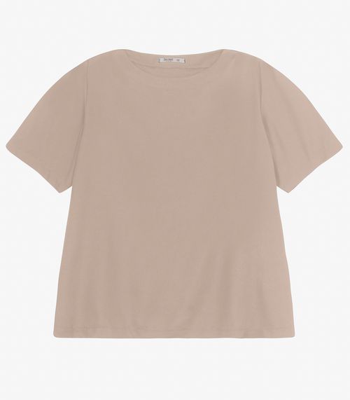 Blusa Manga Curta Feminina Plus Size Secret Glam Bege