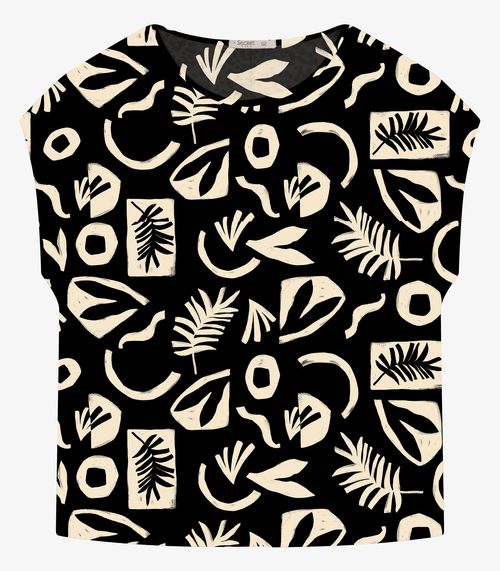 Blusa Manga Curta Plus Size Secret Glam Preto