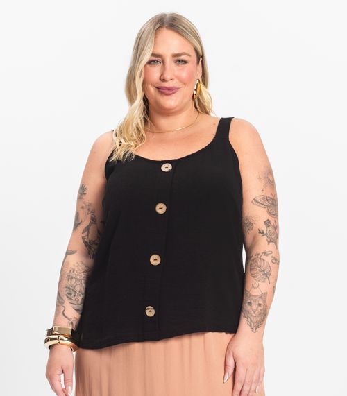 Regata Feminina Plus Size Secret Glam Preto